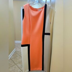 Calvin Klein Peach and Black Color Block Dress